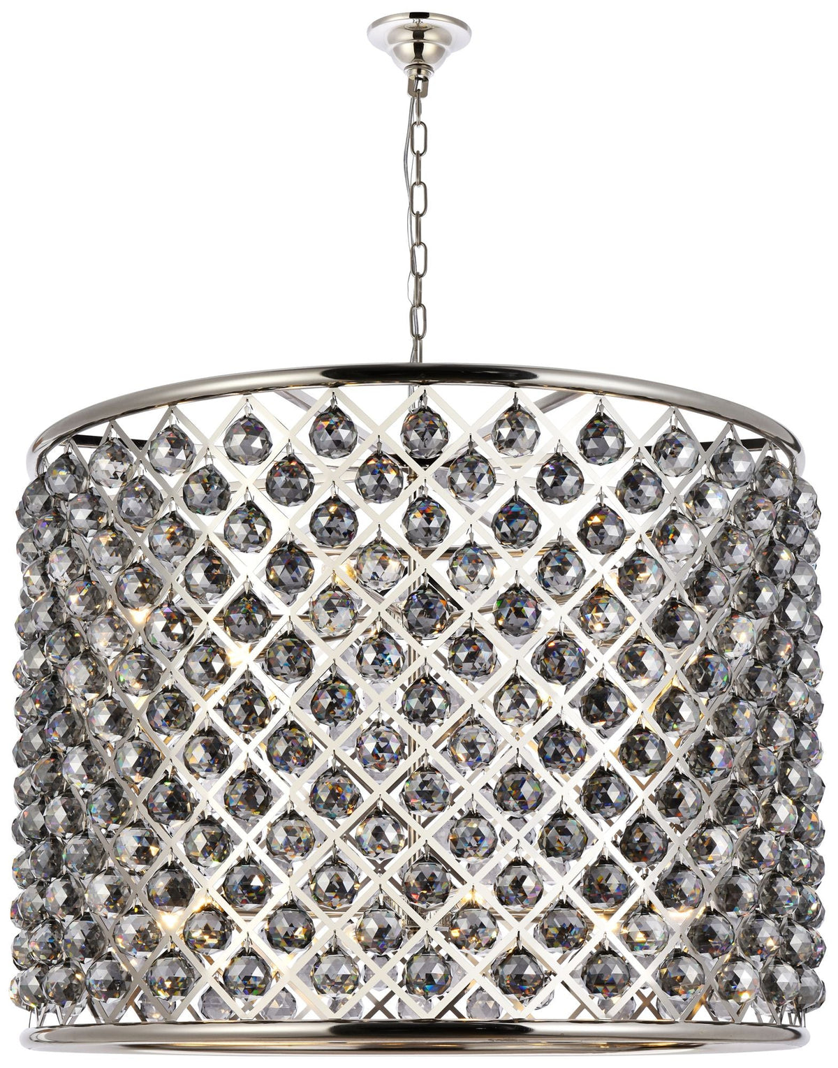 Madison 12 Lt Polished Nickel Chandelier Silver Shade (Grey)