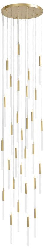 Main Street 30" Wide Brushed Brass Multi-Light LED Pendant