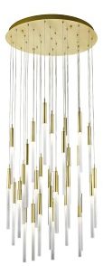 Main Street 30" Wide Brushed Brass Multi-Light LED Pendant