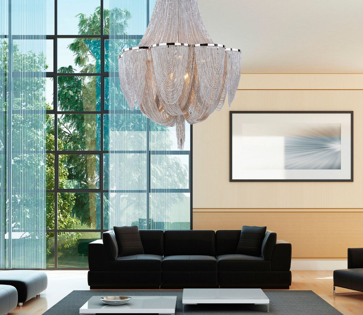 Maxim Chantilly 34" Wide Nickel Jewelry Chain Chandelier