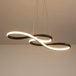 Metal Silica Pendant Hanging Light for Dining Room LED Abstract Curved Strip Chandelier
