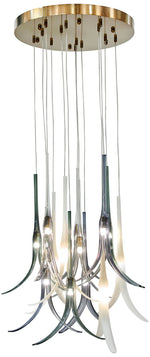 Metropolitan Featherly 13-Light Gold Pan Pendant with Smoke Blue Shade