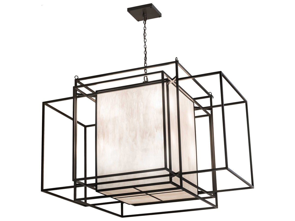 Meyda Kitzi Box 32-Light Black Glass Geometric Island Pendant