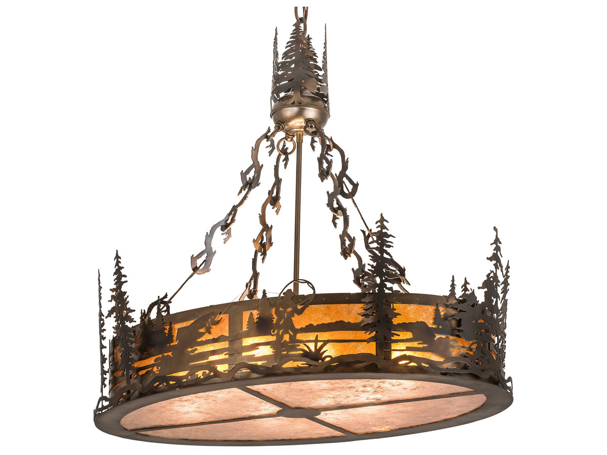 Meyda 8-Light Copper Glass Drum Island Pendant