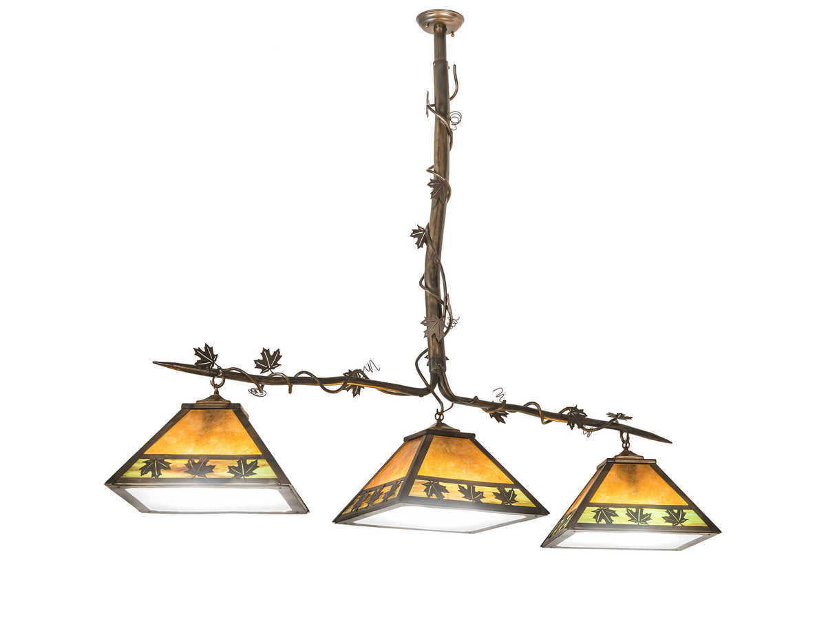 Meyda 3-Light Copper Glass Tiffany Island Pendant