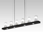 Meyda Loudon 6-Light Black Glass LED Cylinder Island Pendant