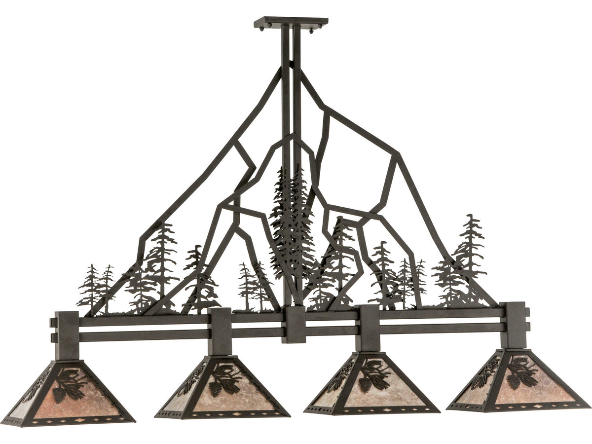 Meyda Mission 4-Light Bronze Geometric Island Pendant