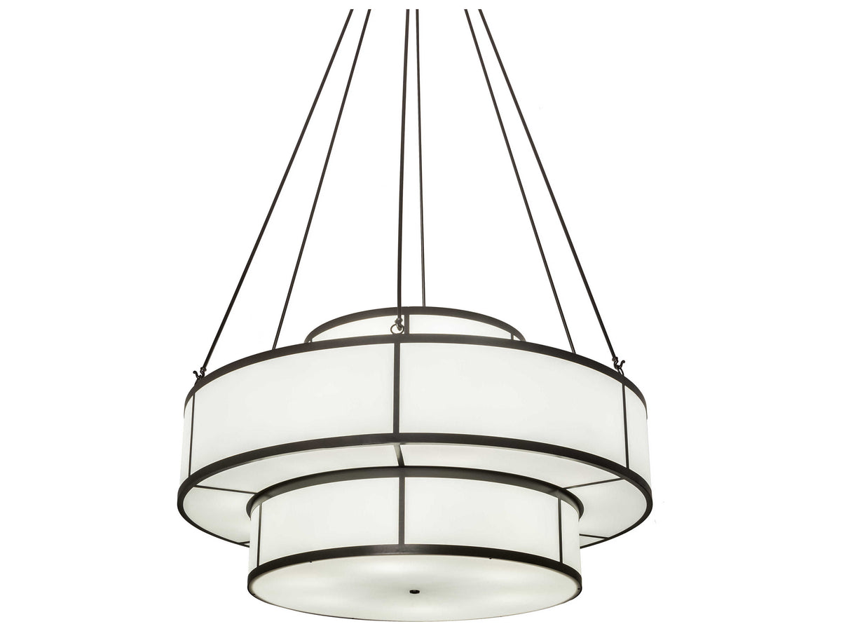 Meyda 20-Light Bronze Glass Drum Tiered Pendant