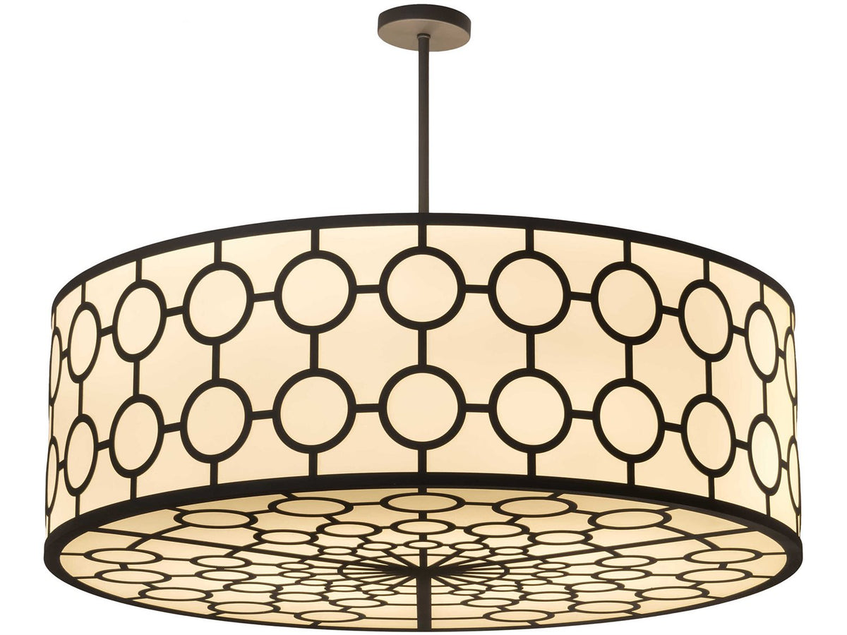 Meyda 8-Light Black Glass LED Drum Pendant
