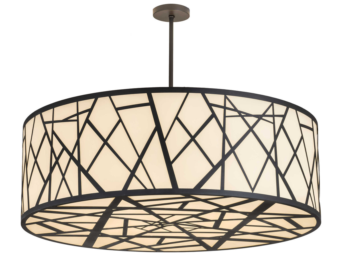 Meyda 8-Light Black Glass Drum Pendant
