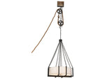 Meyda 6-Light Black Glass Drum Pendant