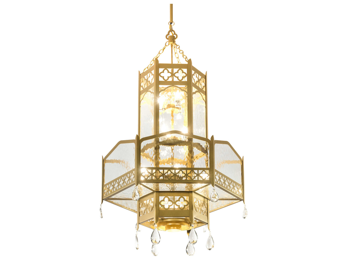Meyda 12-Light Gold Crystal Glass Cylinder Pendant