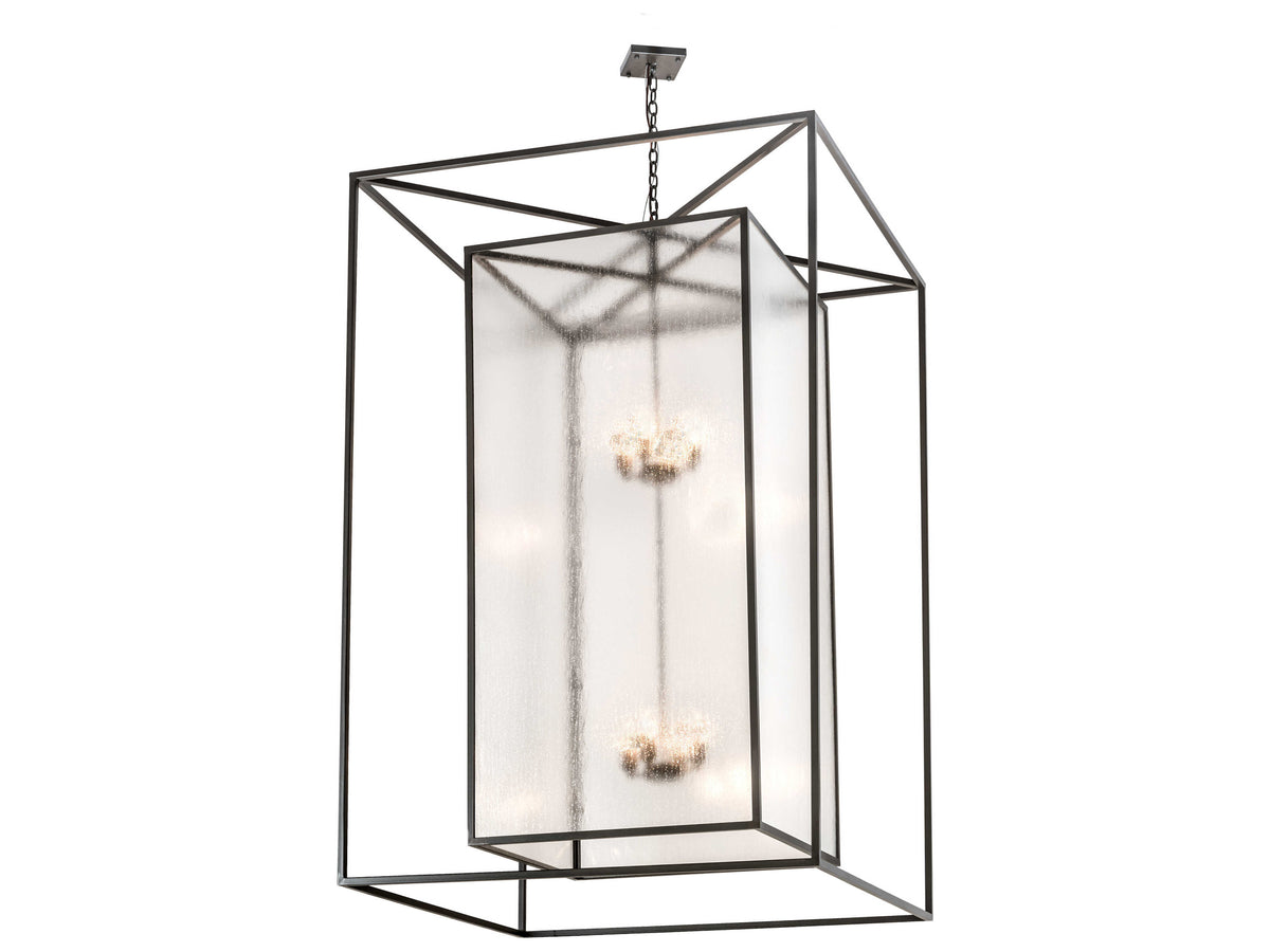 Meyda Kitzi Box 8-Light Bronze Glass Geometric Tiered Pendant