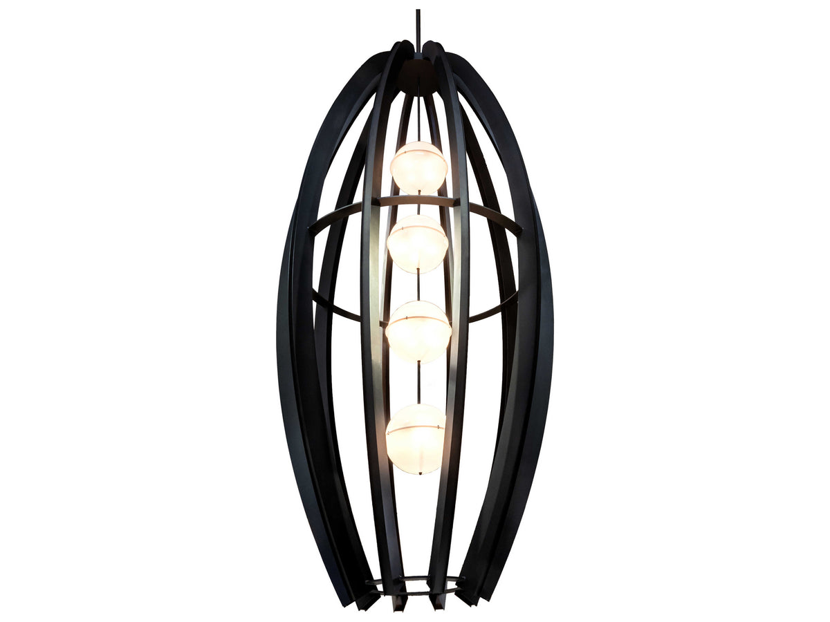 Meyda 16-Light Black LED Globe Tiered Pendant