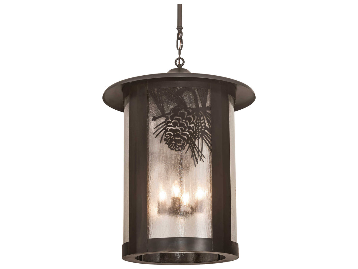 Meyda 4-Light Brass Glass Cylinder Pendant