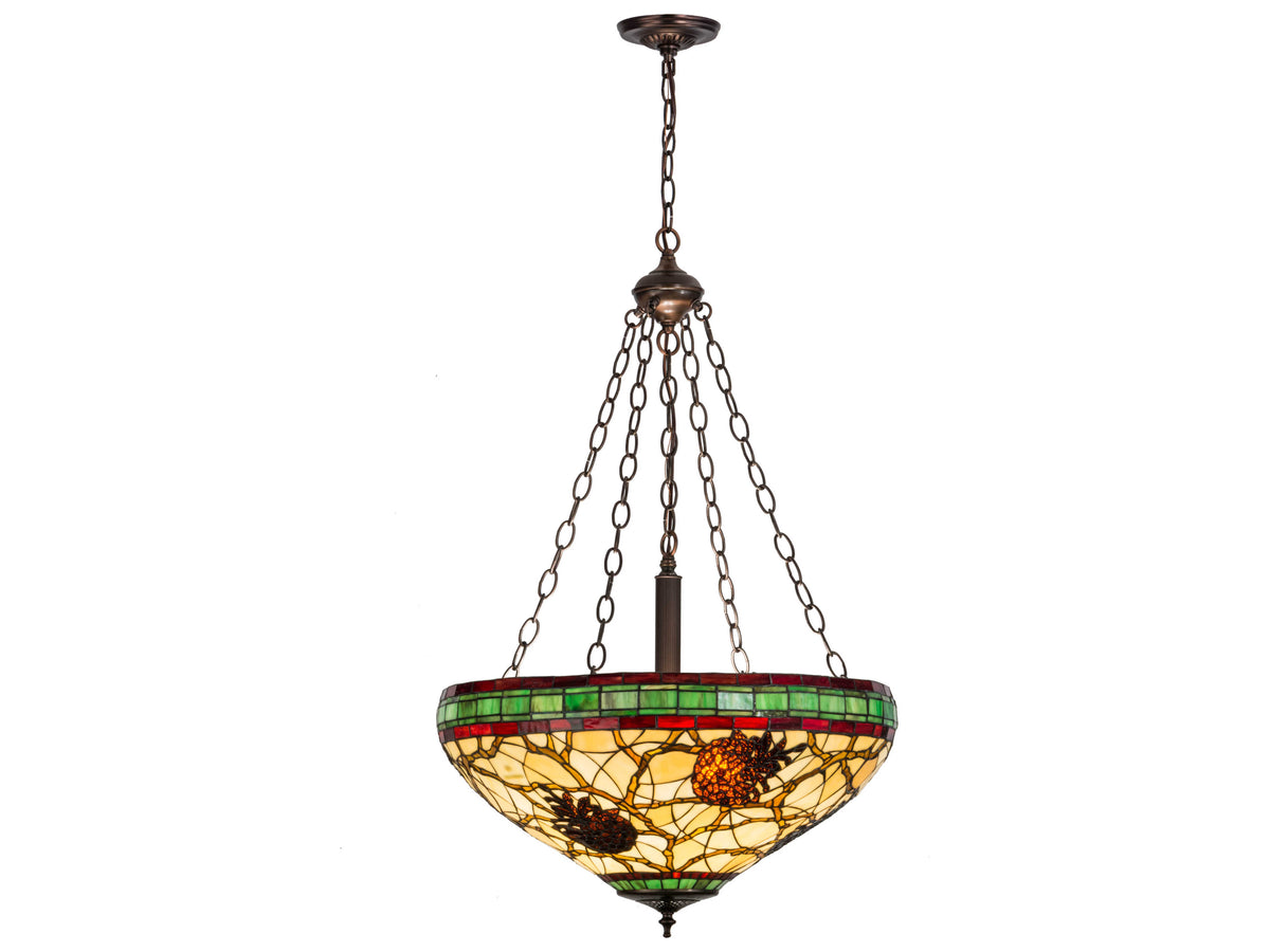 Meyda Pinecone Beige Burgundy Orange Bowl Pendant