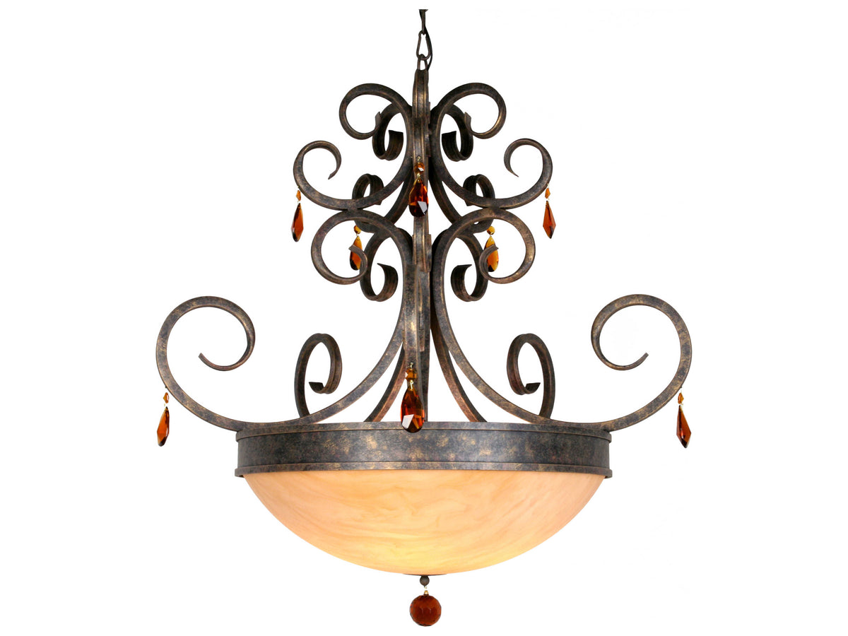 Meyda Serratina 5-Light English Bronze Brown Crystal Bowl Pendant