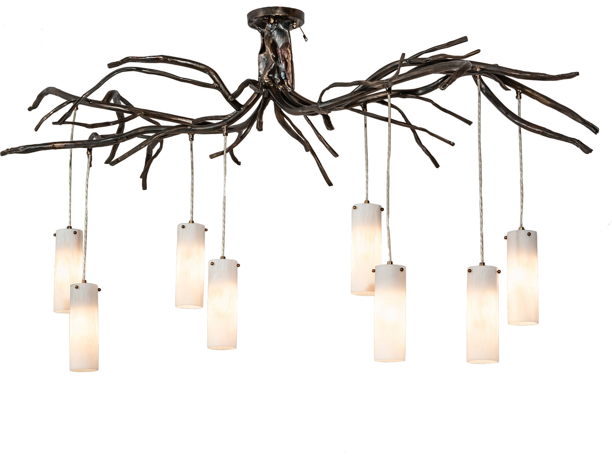 Meyda Winter Solstice 8-Light Antique Copper White Cylinder Island Pendant