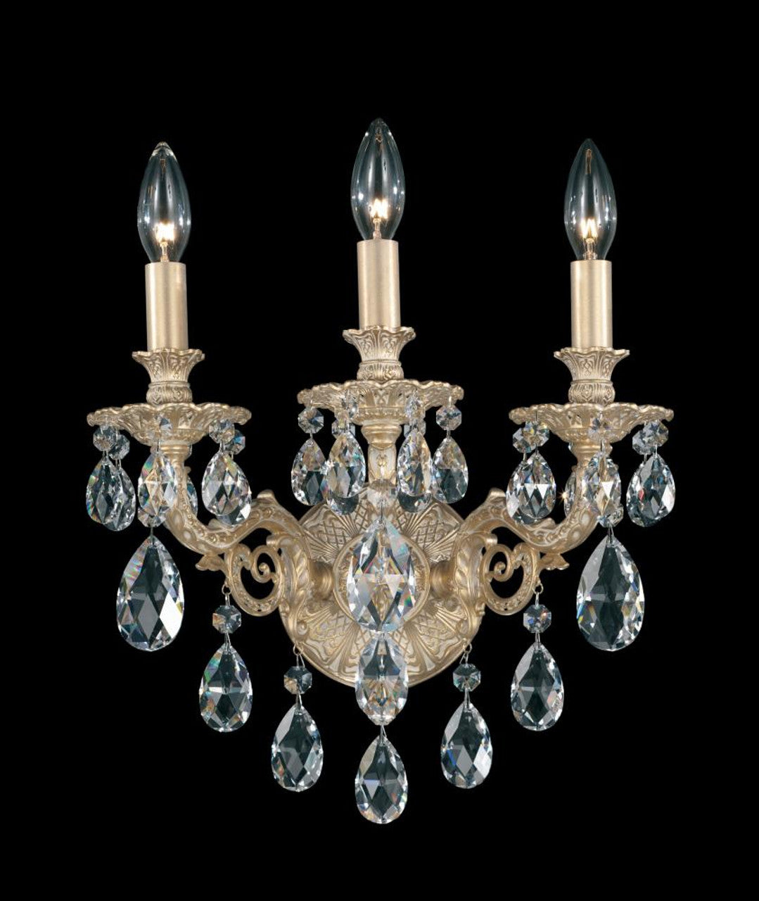 Milano Wall Sconce, 3-Light, Heirloom Bronze, Clear Swarovski Crystal, 15"H (5643-76S 1HPUG7)