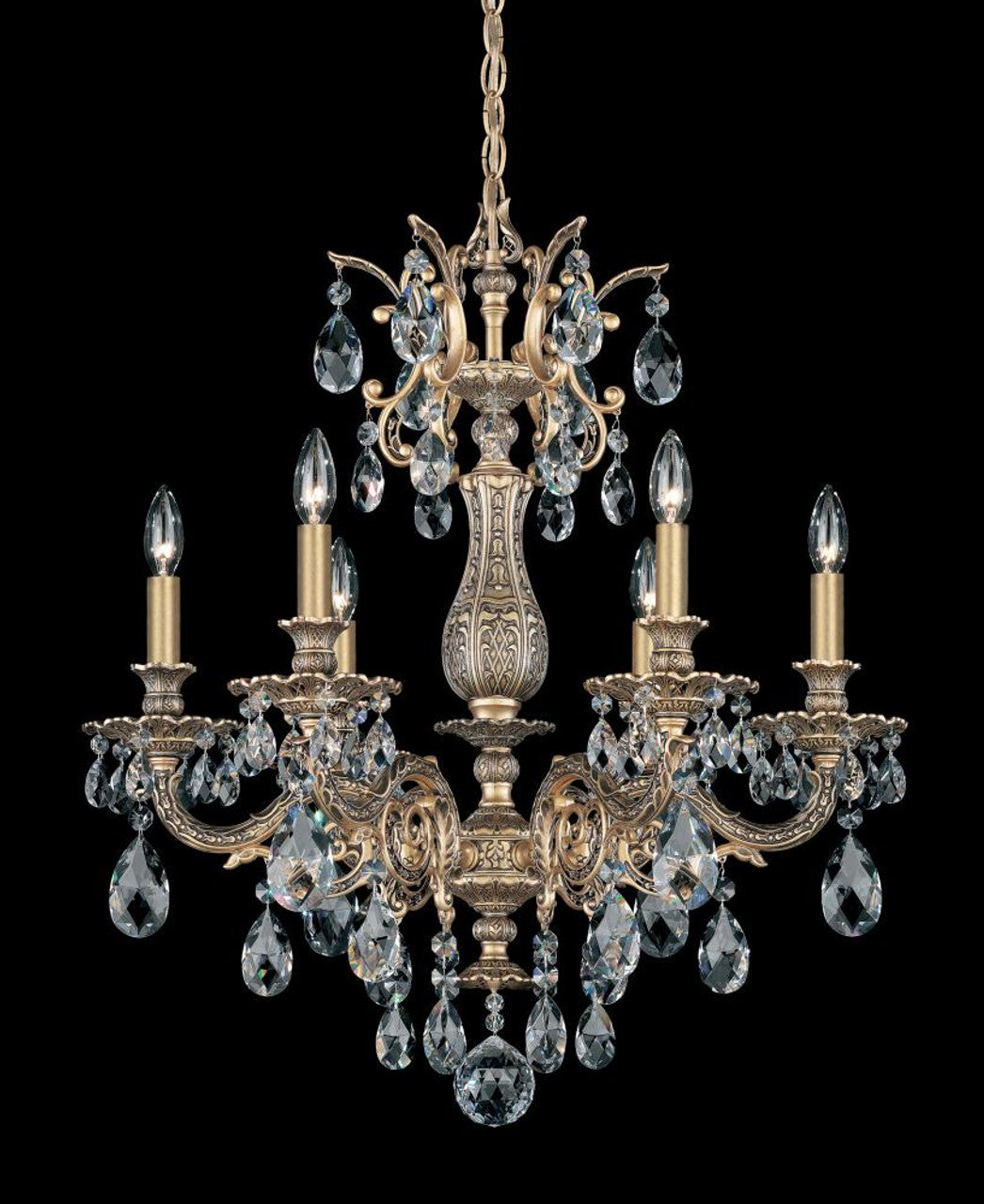La Scala Chandelier, 15-Light, Antique Silver, Clear Heritage Crystal, 28"W (5075-48 1T5QC)