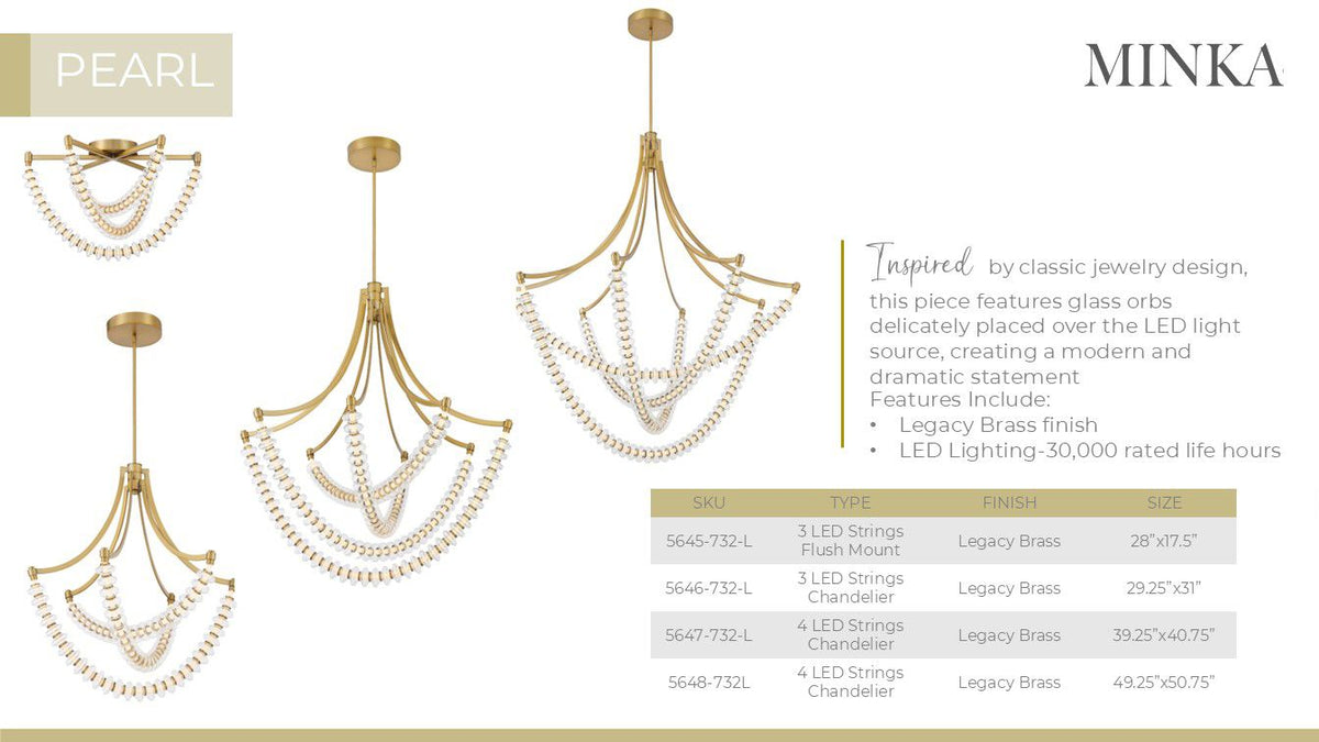 Minka-Lavery Pearl LED 49.25-in Legacy Brass Indoor Chandelier