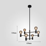 Nordic Style Black Sputnik Chandelier Industrial Mini Chandelier 6 Bulbs