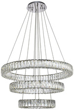 Monroe 31 1/2" Wide Chrome 3-Ring LED Chip Pendant