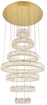 Monroe 34" Wide Gold and Crystal 7-Tier LED Chandelier