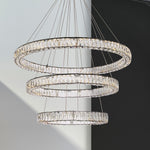 Monroe 40 1/2"W Black and Crystal Triple Ring LED Chandelier