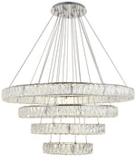 Monroe 42" Wide Chrome and Crystal 4-Tier LED Chandelier