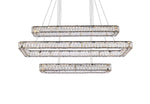 Monroe 50" Wide Black Crystal 3-Tier LED Pendant Light