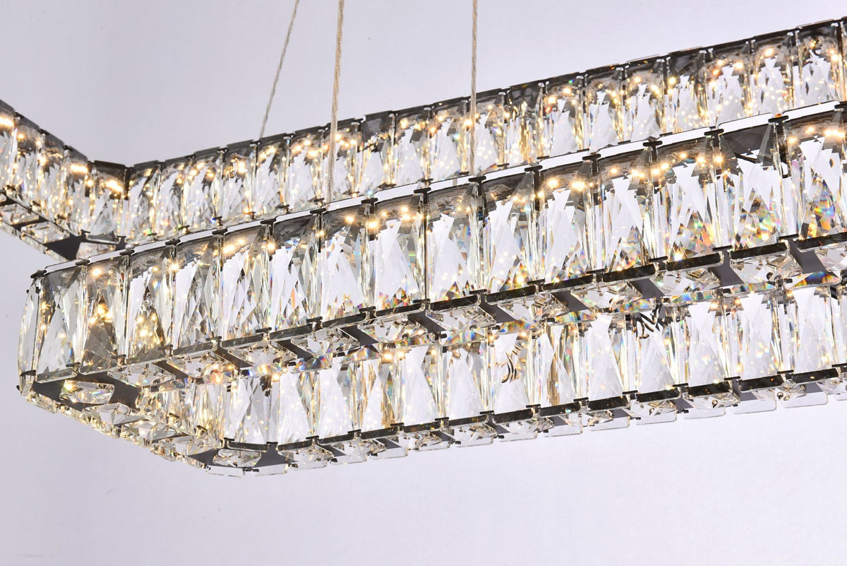 Monroe 50" Wide Black Crystal 3-Tier LED Pendant Light