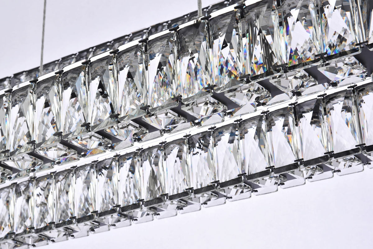 Monroe 50" Wide Black Crystal 3-Tier LED Pendant Light