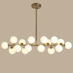 Modern Gold Kitchen Island Light - 16-Light Linear Iron & Global Glass Ceiling Lights Fixture | 48W, 110V, Hardwired, Indoor