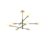 Modern Sputnik Chandelier Living Room Black Linear Chandelier 8 Bulbs