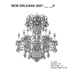 New Orleans 31"H x 28"W 10-Light Crystal Chandelier in Heirloom B
