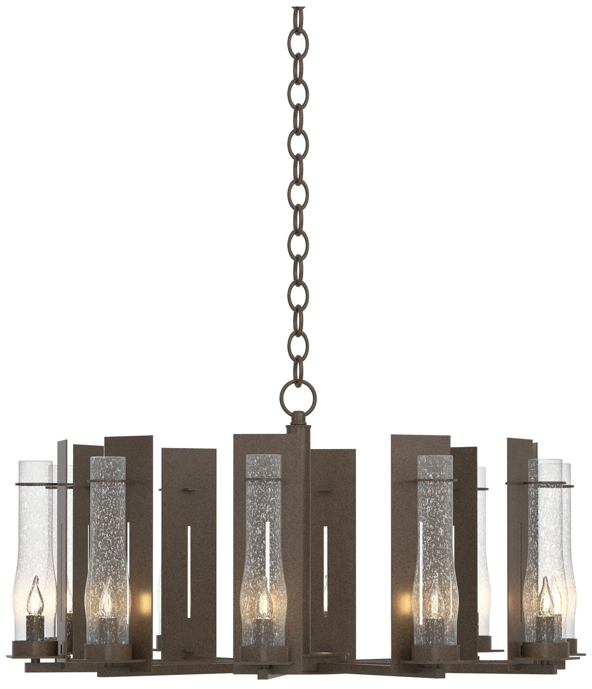 New Town 30" Wide 10 Arm Bronze Chandelier With Seeded Clear Glass