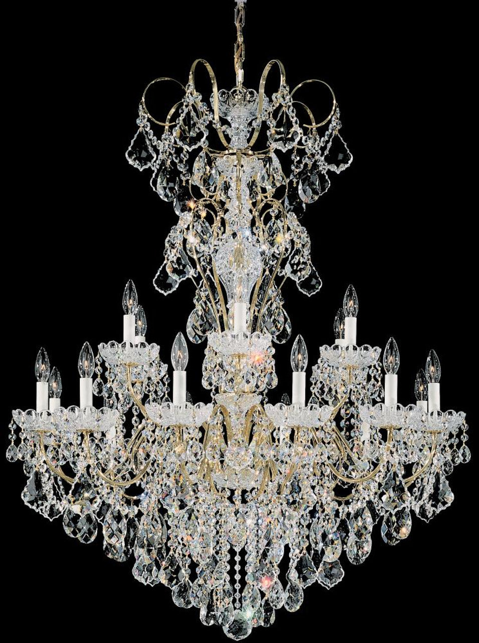 New Orleans Chandelier, 18-Light, Heirloom Gold, Clear Heritage Crystal 36"W (3660-22H 17QVUP)
