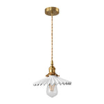 Nordic Vintage Ceramic Pleated Design Brass LED Pendent Lighting for Bedside Dining-table