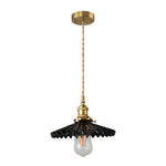 Nordic Vintage Ceramic Pleated Design Brass LED Pendent Lighting for Bedside Dining-table