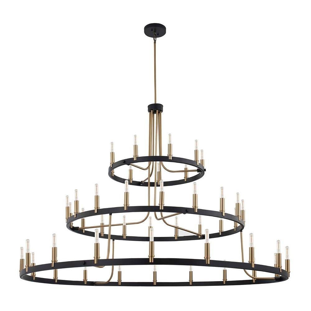 Justice Design - NSH-8049-MBBR - Clayton - 45 Light 3-Tier Chandelier In Minimalist Style-43.25 Inches Tall and 60 Inches Wide