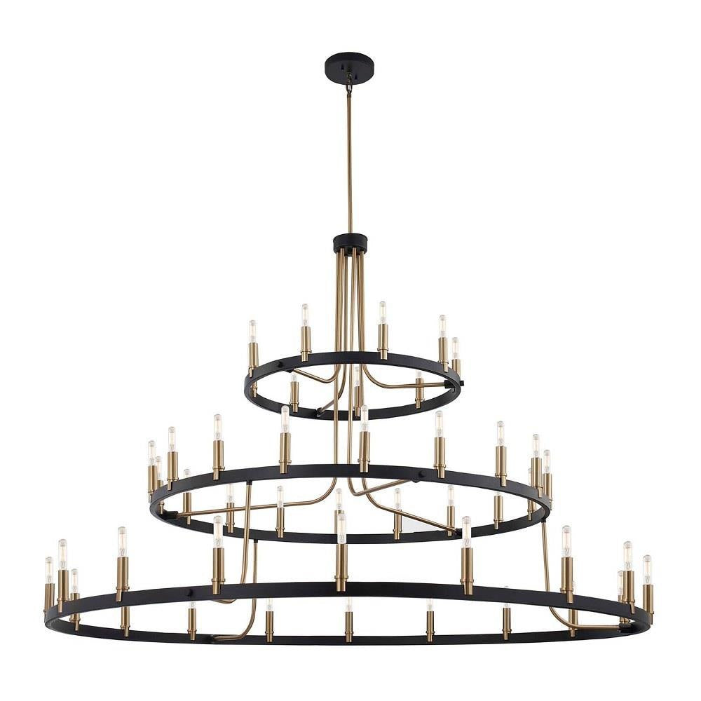 Justice Design - NSH-8049-MBBR - Clayton - 45 Light 3-Tier Chandelier In Minimalist Style-43.25 Inches Tall and 60 Inches Wide
