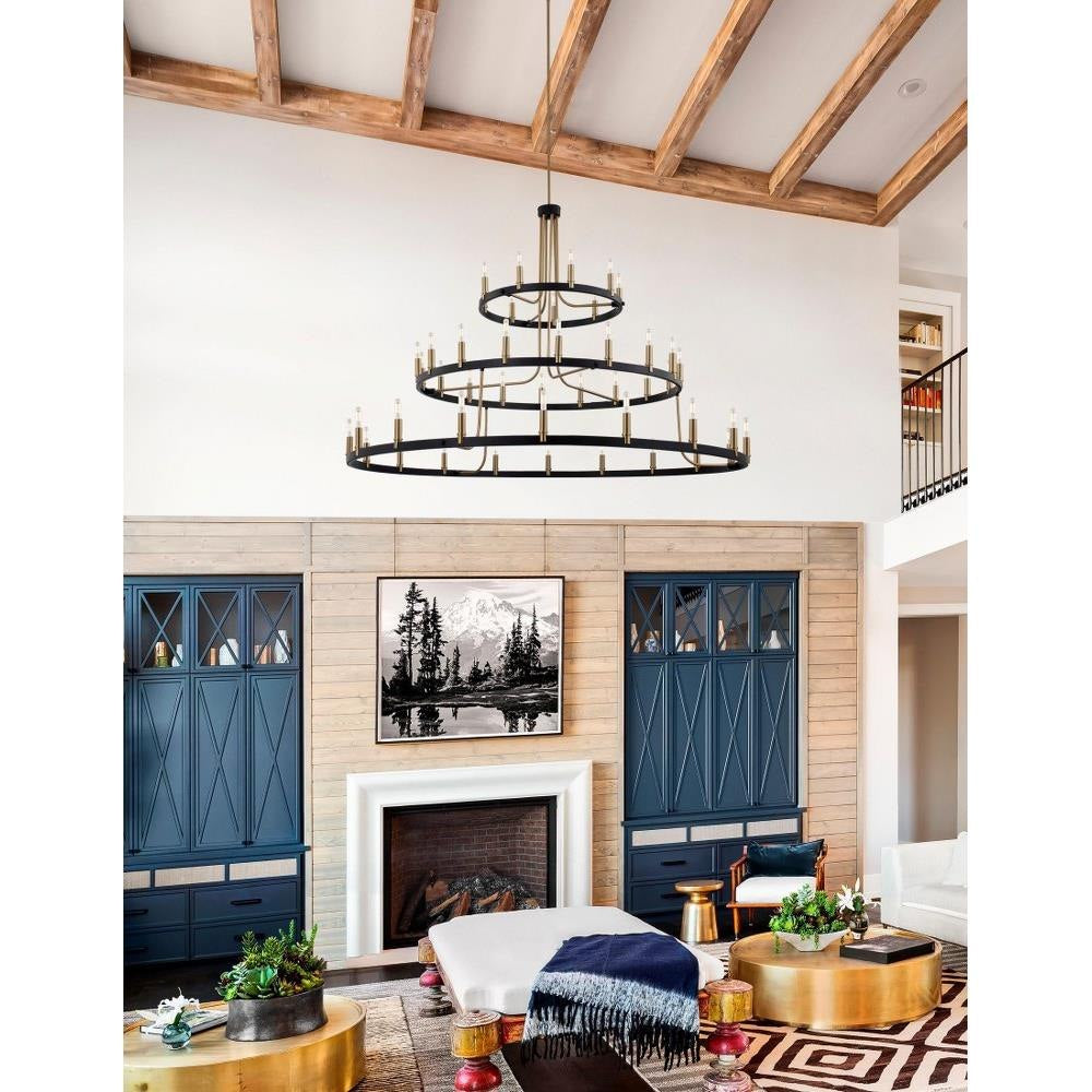 Justice Design - NSH-8049-MBBR - Clayton - 45 Light 3-Tier Chandelier In Minimalist Style-43.25 Inches Tall and 60 Inches Wide