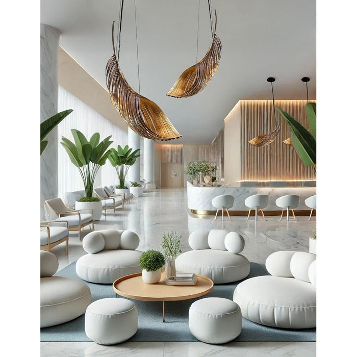 Justice Design - NSH-8328-SFBZ - Palmera - 3 Light Curved Leaf Pendant-21.5 Inch Tall and 38.5 Inch Wide
