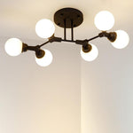 Linear Sputnik Semi-Flush Mount Light with 6 White Opal Glass Shades31'' Dia