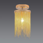 Metal LED Modern Farmhouse Semi Flush Mount Ceiling Light with Tassel Pendant Design