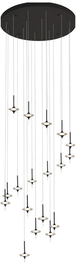 PageOne Lighting Light-Year 31.5" 18-Head Black Crystal LED Pendant