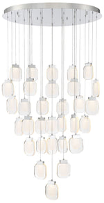 Paget 39"W Chrome Sugar Glass LED 31-Light Oval Chandelier