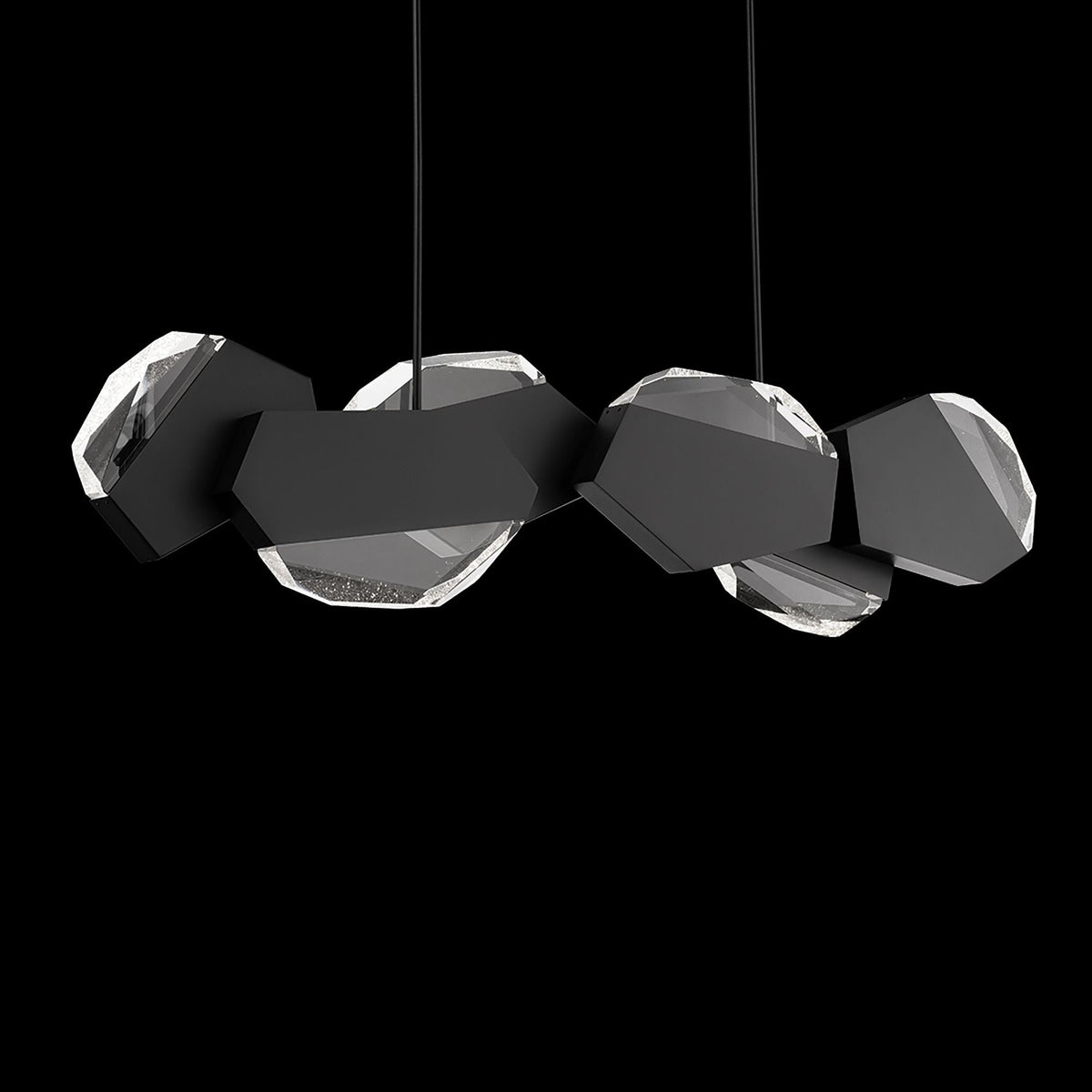 Palisade 11.75"H x 47.75"W 6-Light Crystal Linear Pendant in Blac