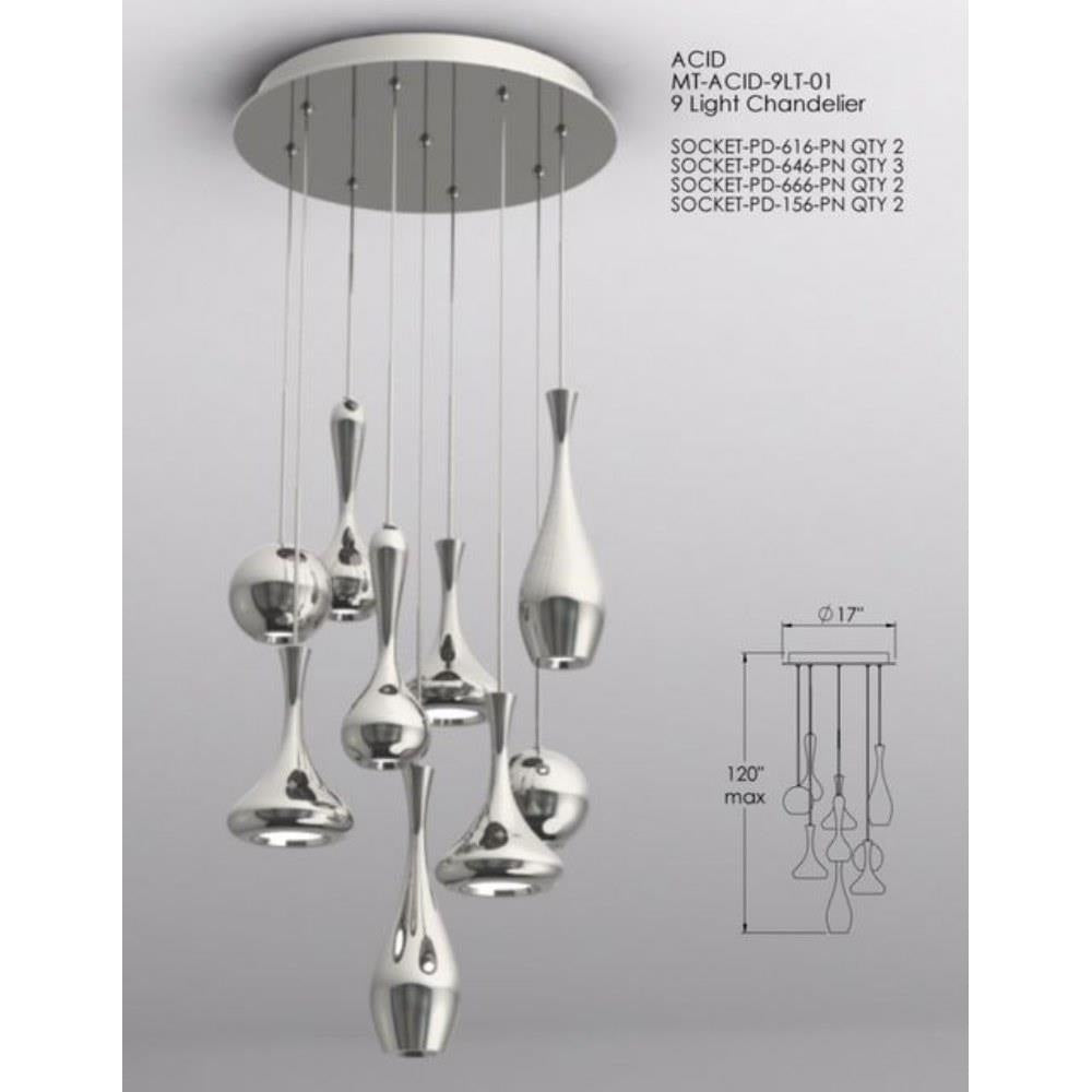 Modern Forms - PD-ACID09R-PN - Acid - 17 Inch 99W 9 LED Round Chandelier